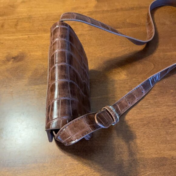 Urban Outfitters luxe saddle bag faux croc brown small - Picture 9 of 12
